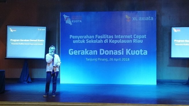 Presiden Direktur XL Axiata Dian Siswarini dalam acara Program Gerakan Donasi Kuota XL di  Tanjung Pinang. [Suara.com/Aditya Gema Pratomo]