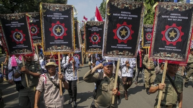 Buruh menyerukan 5 maklumat untuk disampaikan kepada Presiden Joko Widodo.