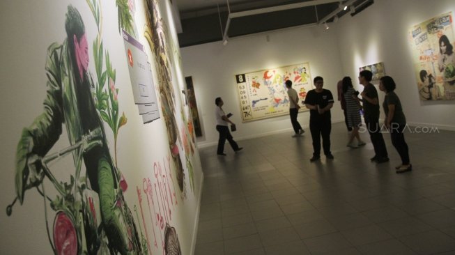 Pameran Seni Rupa Kontemporer Indonesia Manifesto 6.0 : Multipolar di Galeri Nasional, Jakarta, Sabtu (5/5).