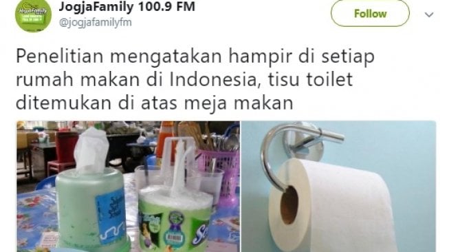 Tisu toilet di meja makan. [Twitter]