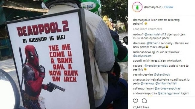 Pelesetan Kalimat Poster Promo Film Deadpool 2 di Ojek Online