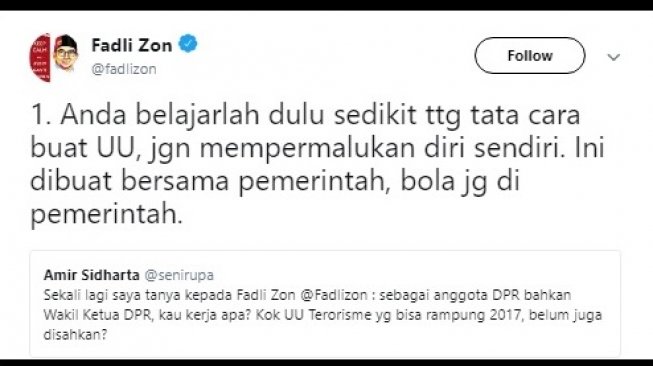 Postingan Fadli Zon. [Twitter]