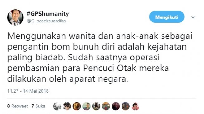 Cuitan Gede Pasek Suardika. [Twitter@G_paseksuardika]