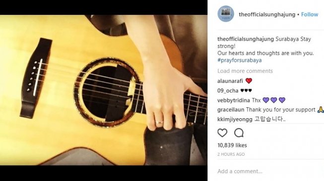 Artis Korea, Sungha Jung ungkapkan keprihatinan untuk bom Surabaya (theofficialsunghajung/instagram). 