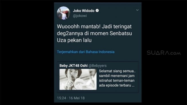 Presiden Jokowi Mendadak Retweet JKT48, Ini Pernyataan Istana