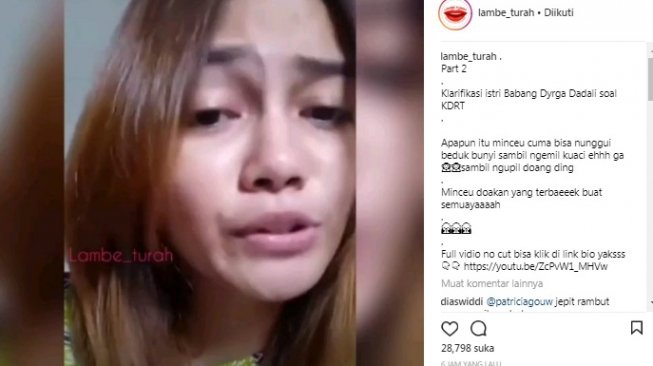 Curhat istri Dyrga Dadali. [instagram]