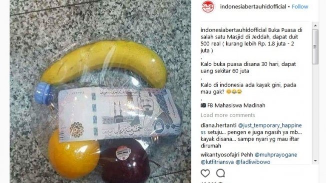 Buka Puasa di Jeddah Dapat Takjil Isi Uang 2 Juta, Siapa Mau?