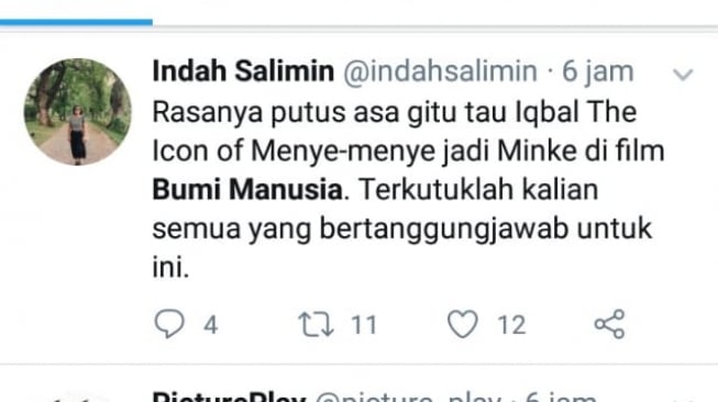 Komentar Warganet terhadap film Bumi Manusia (twitter.com).