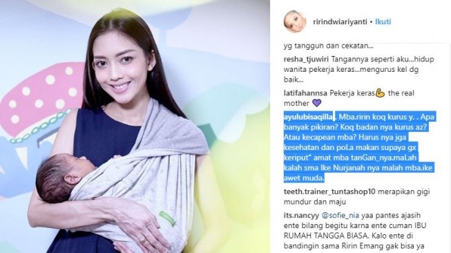 Ririn Dwi Ariyanti dikritik warganet karena tangan kurusnya (ririndwiariyanti/instagram).