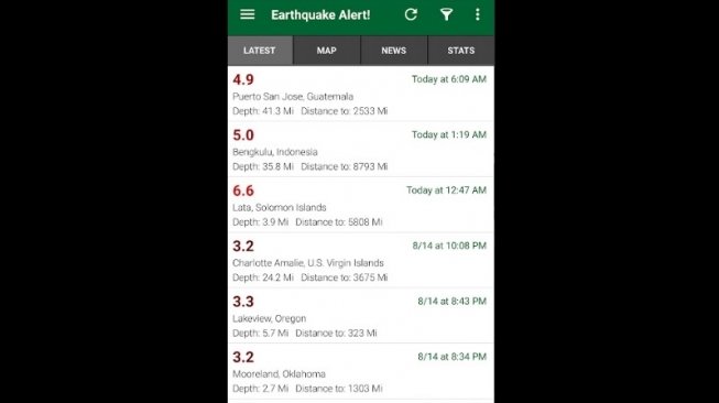 Earthquake Alert. [Google Play Store]