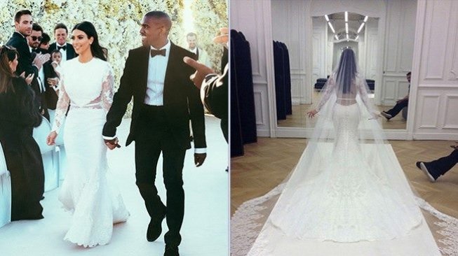 Gaun pengantin Kim Kardashian. (Wonderslist)