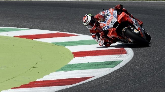 Pebalap Ducati Jorge Lorenzo menjadi yang tercepat di sirkuit Mugello, Minggu (3/6/2018) [AFP]