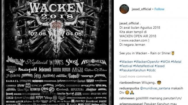 Poster Wacken Open Air 2018 (jasad_official/instagram).