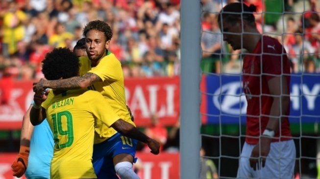 Brasil Bantai Austria, Neymar Sumbang Satu Gol