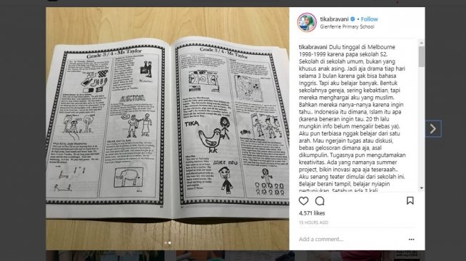 Tika Bravani saat sekolah di Melbourne (tikabravani/instagram).