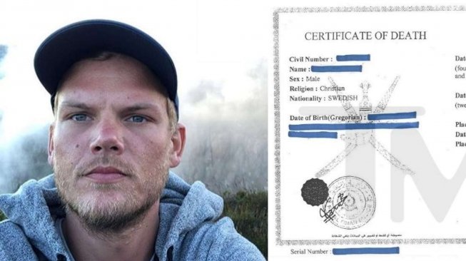 Beredar, Sertifikat Kematian Avicii