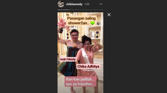 Chikita Meidy bersama calon suami saat momen bridal shower (chikitameidy/instagram).