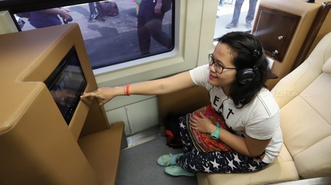 Gerbong kereta mewah jenis 'sleeper' di Jakarta, Selasa (12/6). 