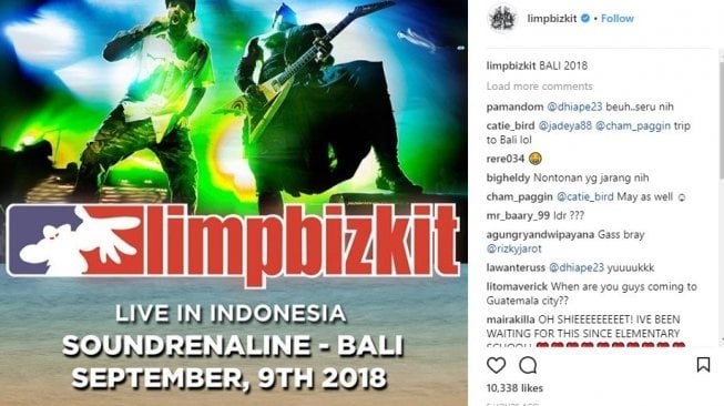 Limp Bizkit dan postingan instagram bermain di Bali (limpbizkit/instagram).