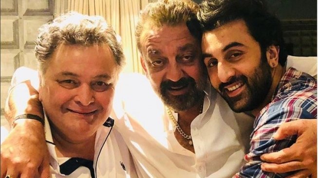 Ranbir Kapoor bersama ayah, Rishi Kapoor dan Sanjay Dutt. (Instagram)