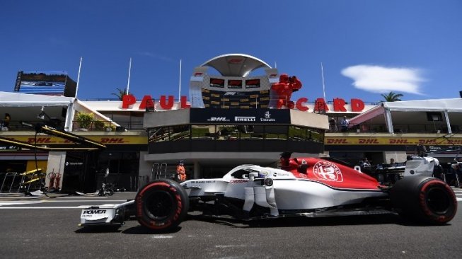 Sirkuit Paul Ricard di Le Castellet, Perancis  Selatan. Saat itu Romain Grosjean (Haas F1) tengah melintas saat berlangsung latihan pertama (22/06/2018)  [Boris Horvat/AFP].