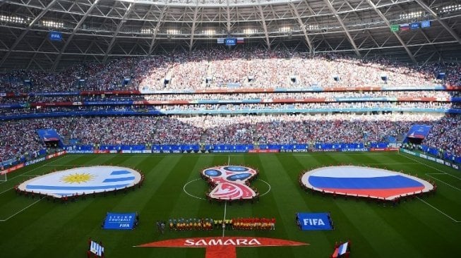 Jelang laga Uruguay vs Rusia di Samara Arena, Senin (25/6/2018) [AFP]