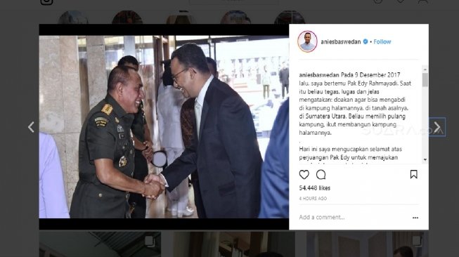 Posting Foto Edy Rahmayadi, Anies Berdoa Warga Pilih Pemimpin Ini