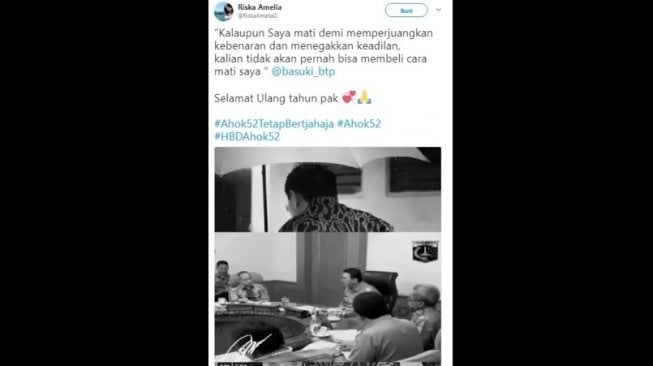 Warganet rayakan Ulang Tahun Ahok. [Twitter]