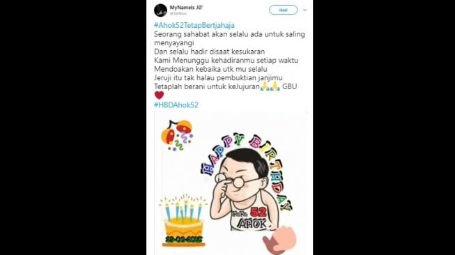 Warganet rayakan Ulang Tahun Ahok. [Twitter]