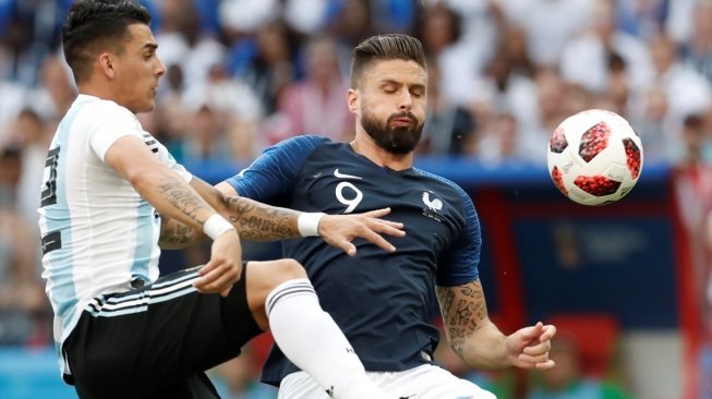 Suasana pertandingan antara Prancis vs Argentina di babak 16 Besar Piala Dunia 2018 di Kazan Arena, Kazan, Rusia, Sabtu (30/6/2018). [Anadolu]