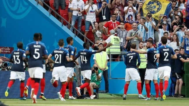 Suasana pertandingan antara Prancis vs Argentina di babak 16 Besar Piala Dunia 2018 di Kazan Arena, Kazan, Rusia, Sabtu (30/6/2018). [Anadolu]