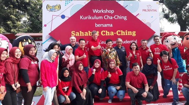 Workshop mengelola uang bertema 'Workshop Kurikulum Cha-Ching'  yang digelar oleh PT Prudential Life Assurance di Jakarta, Sabtu (30/6/2018). (Suara.com/Firsta Nodia)