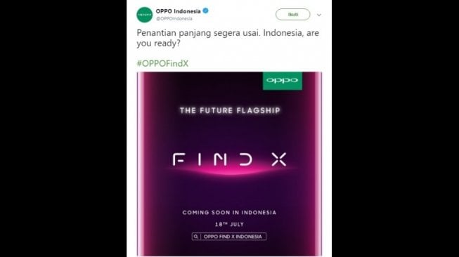 Ini Tanggal Oppo Find X Masuk Indonesia