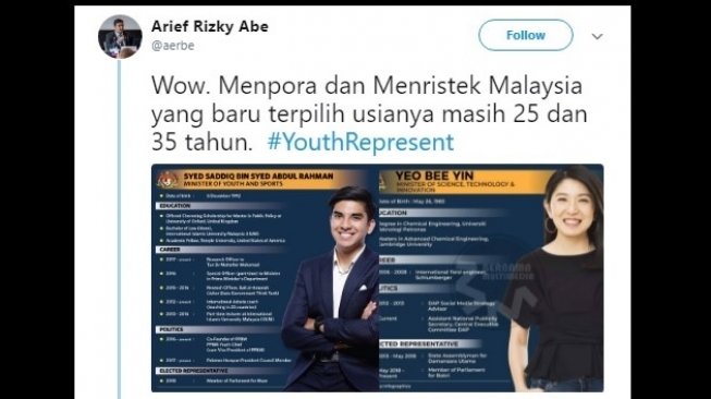 Menteri Pemuda dan Olahraga, Syed Saddiq Abdul Rahman. [Twitter] 