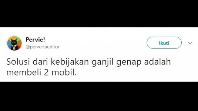 Cuitan warganet perihal aturan Ganjil - Genap. [Twitter]