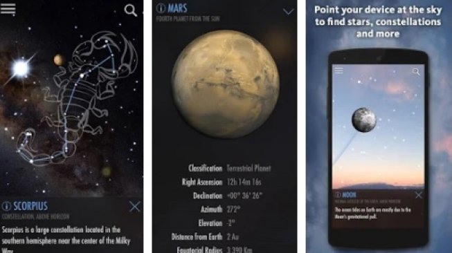 Aplikasi peta langit, SkyView Free. [Google Play Store]