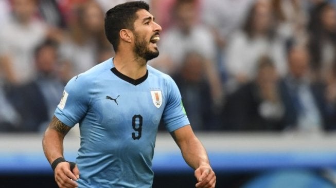 Penyerang Timnas Uruguay, Luis Suarez di laga kontra Prancis (Kirill KUDRYAVTSEV / AFP)