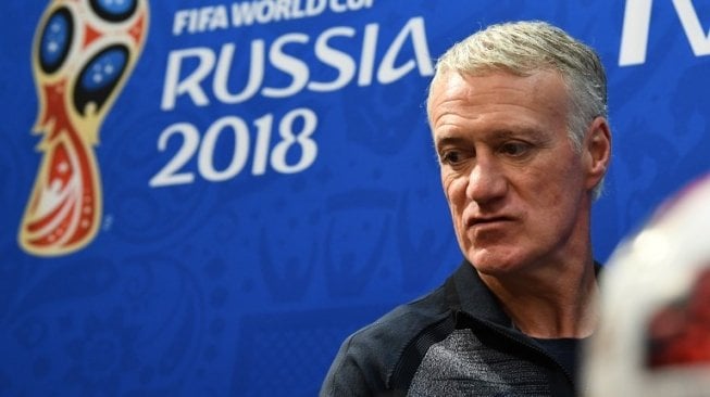 Pelatih Prancis Didier Deschamps saat jumpa pers. FRANCK FIFE / AFP