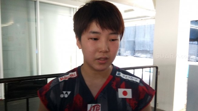 Pebulutangkis tunggal putri Jepang, Akane Yamaguchi, terhenti kiprahnya di babak perempat final Indonesia Open 2018, Jumat (6/7). [Suara.com/Arief Apriadi]