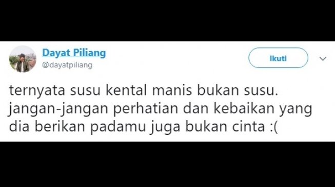 Cuitan warganet perihal susu kental manis. [Twitter]