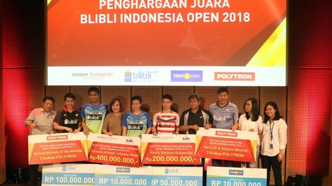 Indonesia Open: Kevin dan Owi / Butet Diguyur Bonus Ratusan Juta