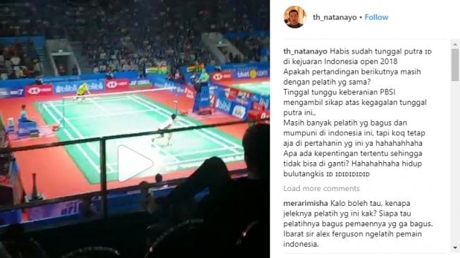 Postingan Taufik Hidayat. [Instagram@tn_natanayo]