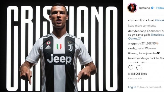 Cristiano Ronaldo resmi diperkenalkan ke publik Juventus pada, Senin (16/7/2018). [Instagram@cristiano]