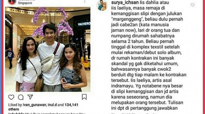 Seorang warganet mengungkap masa lalu Iis Dahlia. (Instagram)