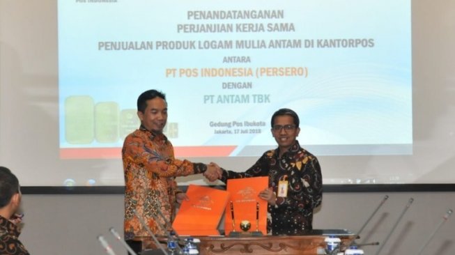 Antam - Pos Indonesia Lanjutkan Kerja Sama Jual Emas