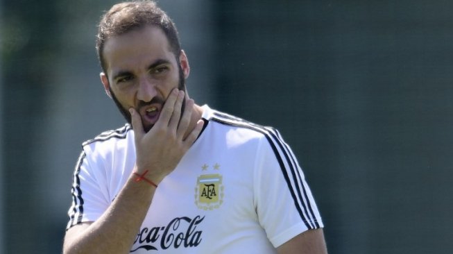 Penyerang Juventus dan Timnas Argentina, Gonzalo Higuain (JUAN MABROMATA / AFP)