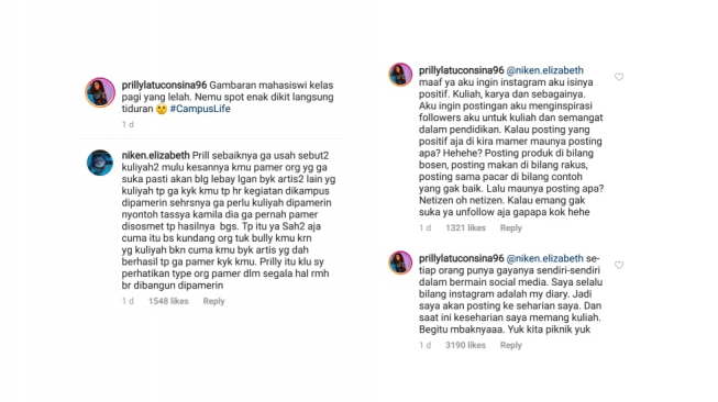 Prilly Latuconsina menjawab warganet yang menganggapnya lebay. 