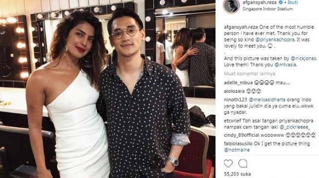 Afgan Syahreza foto bareng Priyanka Chopra. [Instagram] 