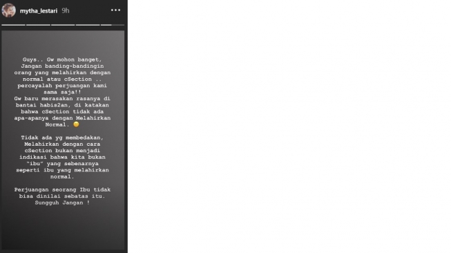 Kata Mytha Lestari soal proses persalinan caesar. 