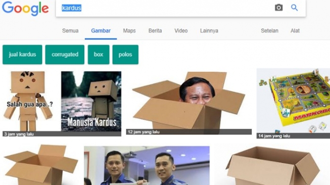 Ketik Kardus di Google, Muncul Prabowo Subianto